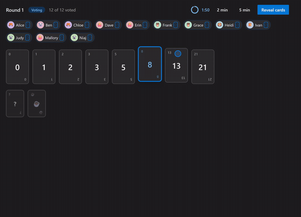 The reveal in dark mode